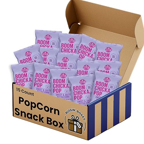 Sweet & Salty Kettle Popcorn - 15 Count Bulk Box of Individually Wrapped Kettle-Style Popcorn Bags (0.67 oz Each) - Assembled by Bussin Boxes