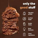 IQBAR Brain and Body Protein Bars - Chocolate Sea Salt Keto Bars - 4 Count Energy Bars - Vegan Snack