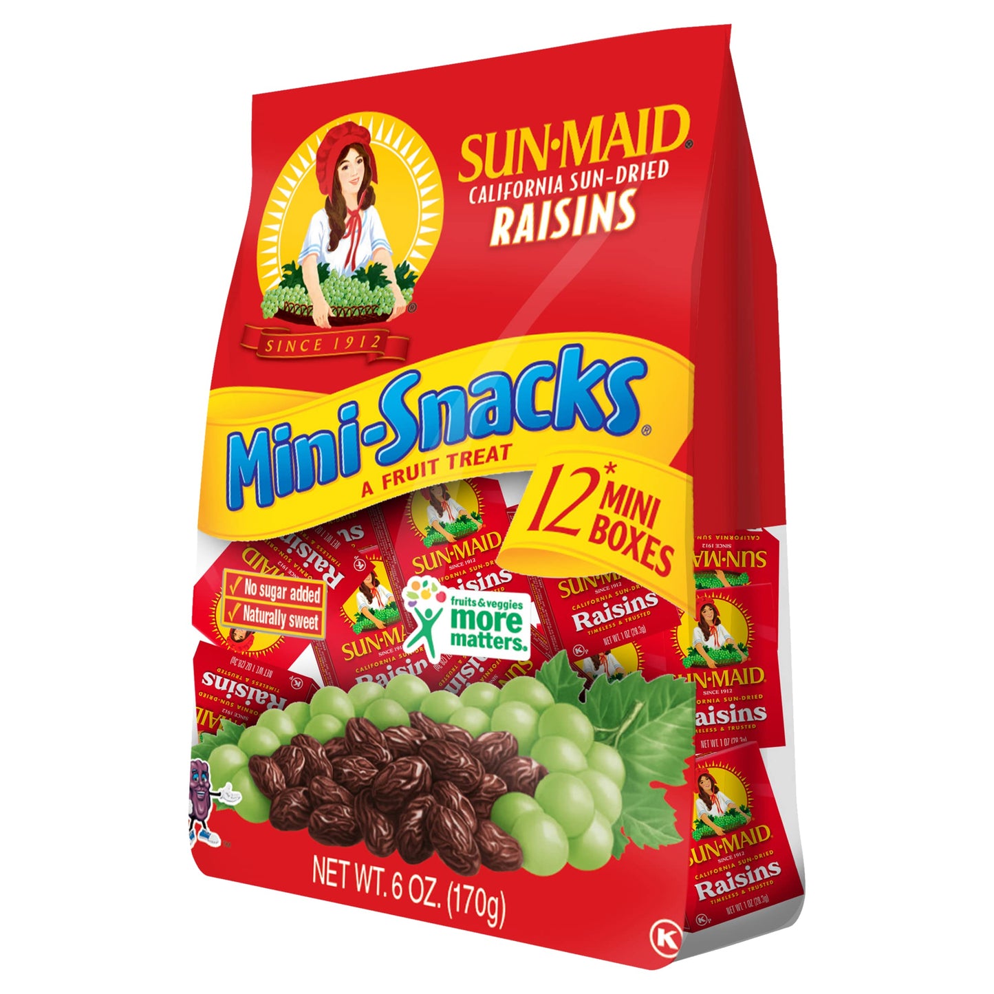 Sun-Maid California Raisins Mini Snacks Bags, 6 oz