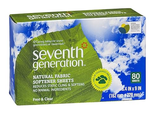 Natural Fabric Softener Sheets, Free & Clear, 80/Box, 12 Box/Carton