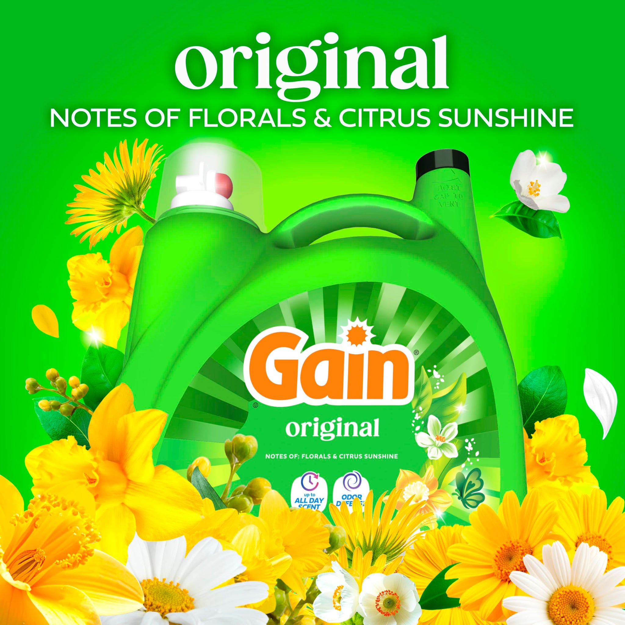 Gain Liquid Laundry Detergent, Freshness, Odor Defense, High Efficiency Washing Machine Liquid Laundry Soap, Original Scent, 154 fl oz, 100 Loads