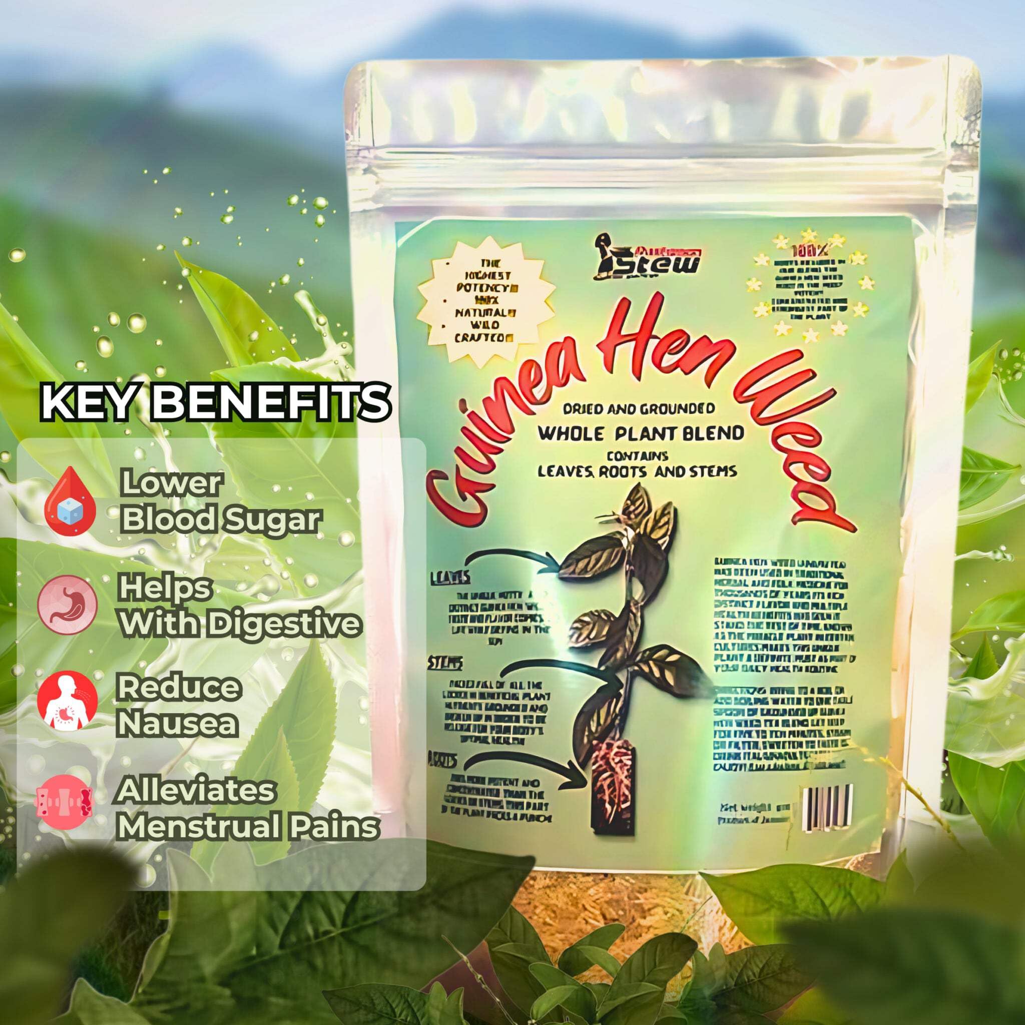Guinea Hen Weed Loose Leaf Tea | Petiveria Alliacea | Wild Harvested in Jamaica | Traditional Caribbean Herbal Tea | 4 oz | Rastaman Stew