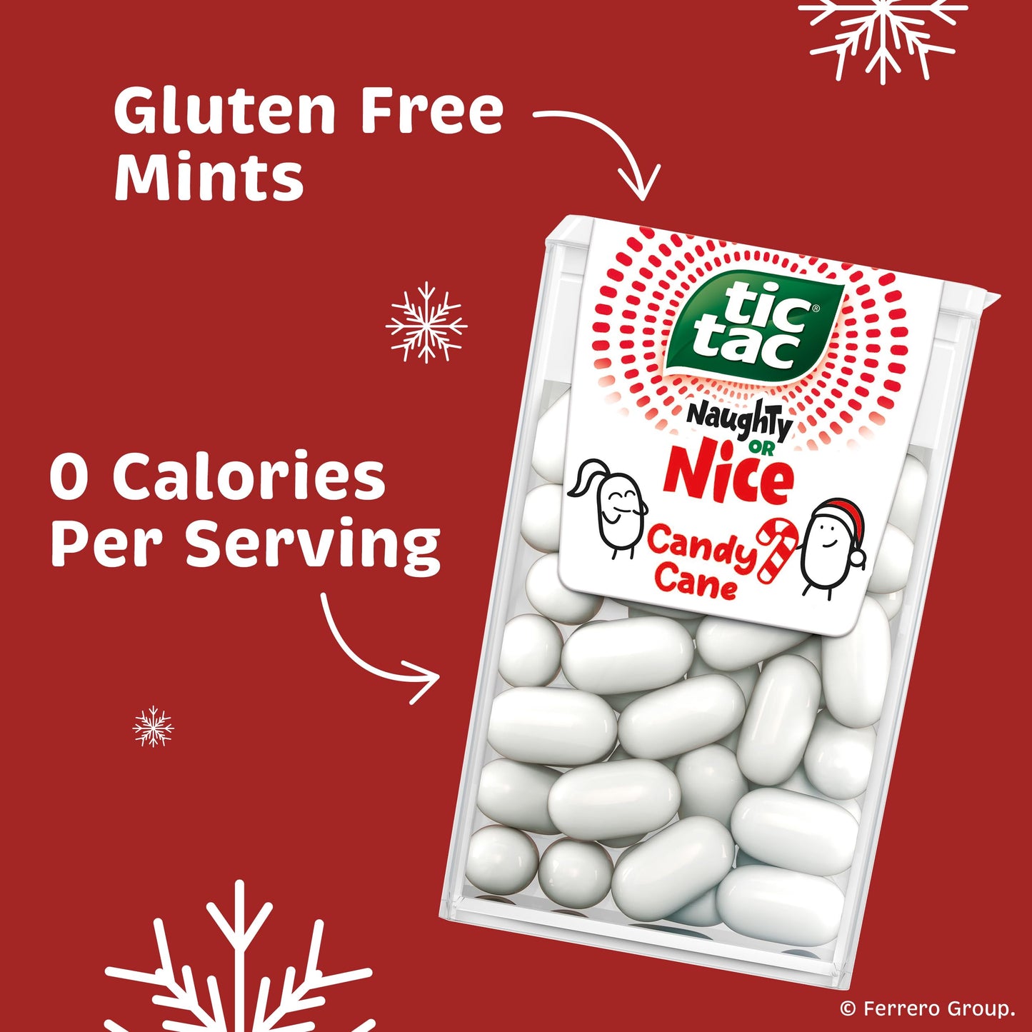 Tic Tac Naughty or Nice Candy Cane Mints, Hard Peppermint Mints, Stocking Stuffer, 4 pack, 2.9 oz each