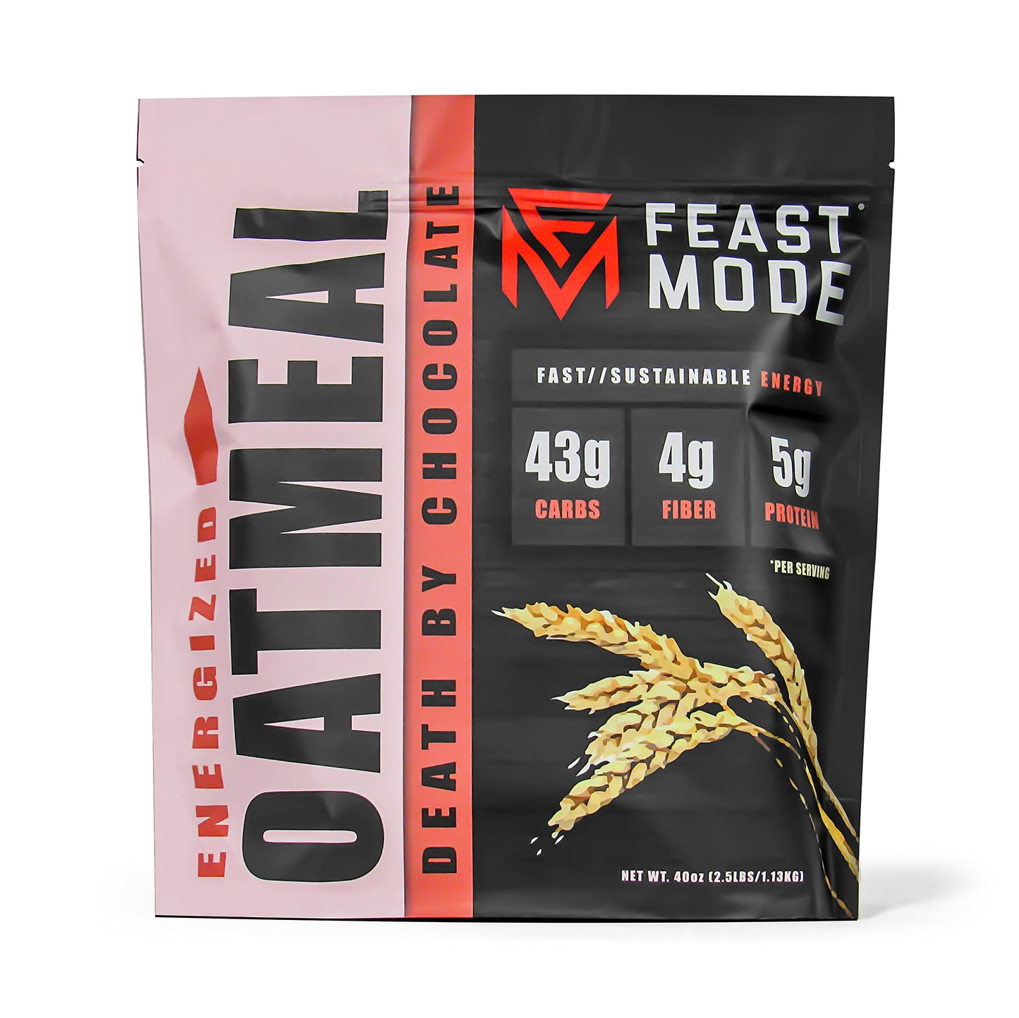 NEW! Energized Oatmeal Death By Chocolate - Feast Mode Flavors - 40 ounce, 2.5 pounds, 30 servings, breakfast healthy health antioxidants gluten free