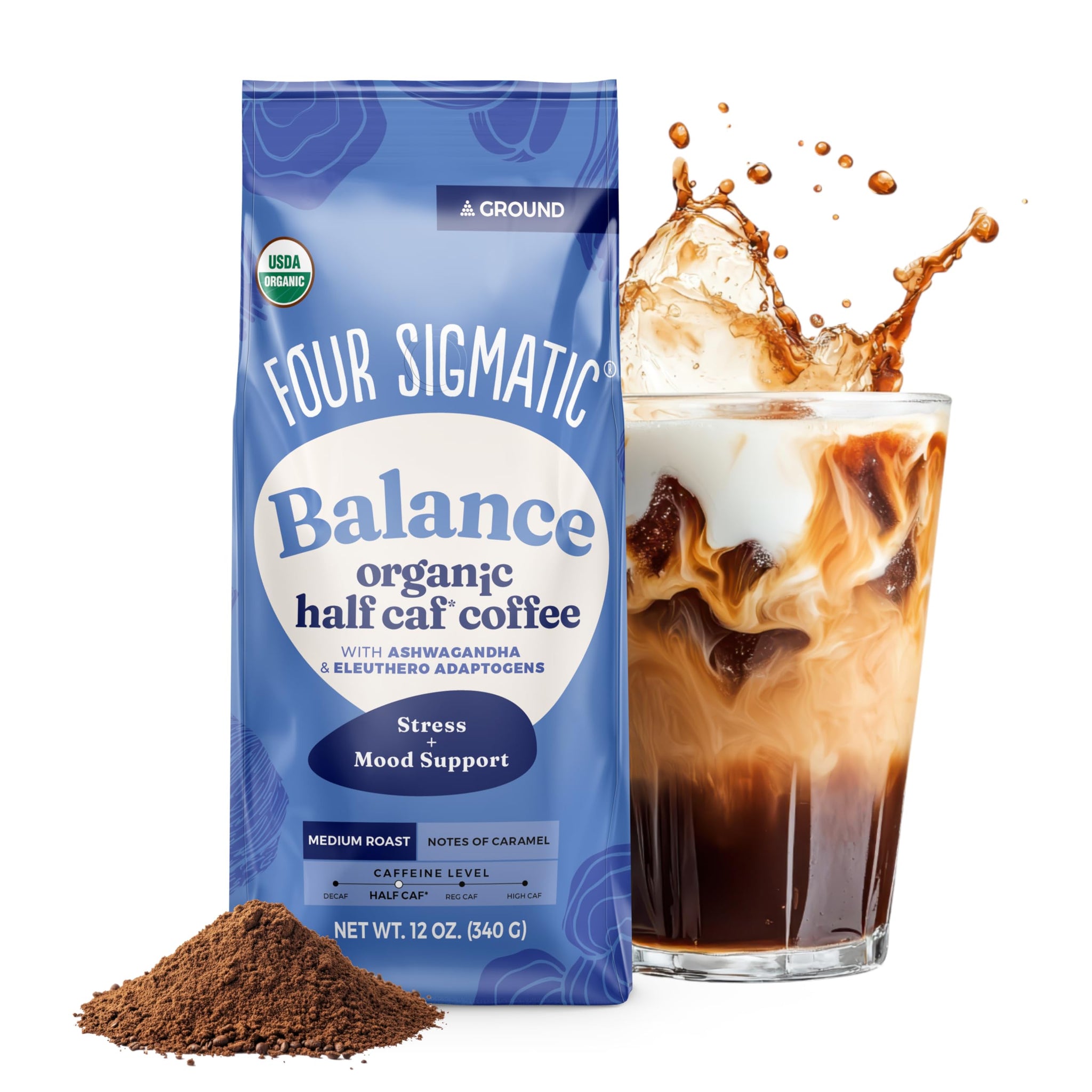 FOUR SIGMATIC Organic Balance Adaptogen Ground Coffee, 12 OZ