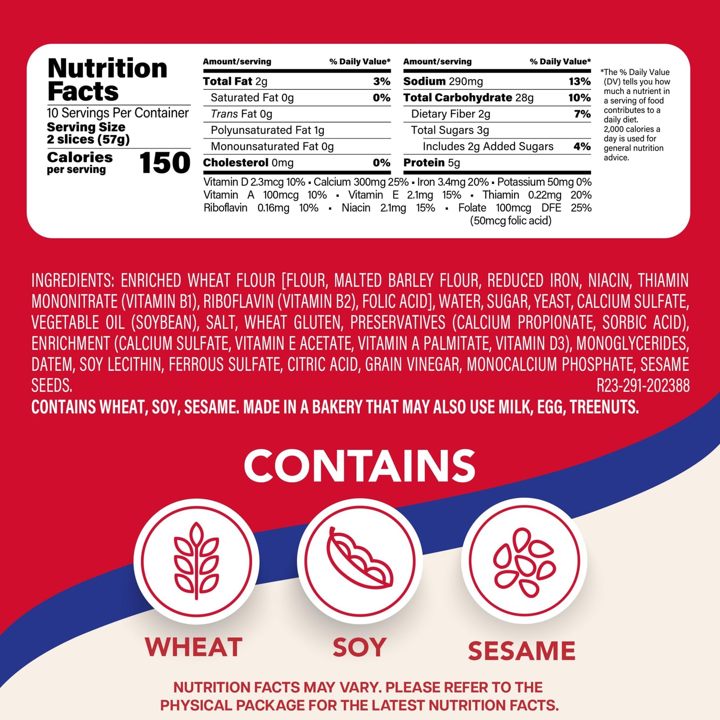 Sara Lee Classic White Sandwich Bread, 20 Oz Loaf of White Bread With No Artificial Colors or Flavors