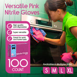 Inspire Pink Gloves Disposable Latex Free | Nitrile Pink Glove Nail Salon and Hair Dye | Esthetician Nitrile Disposable | Nitrile gloves Medium