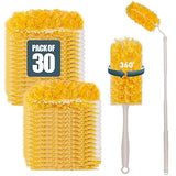 Inaloon Heavy Duty Duster Refills 30 Pack, 360° Multi Surface Feather Dusters Kit with Extendable 3FT Handle, Disposable Microfiber Dusters