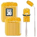 Inaloon Heavy Duty Duster Refills 30 Pack, 360° Multi Surface Feather Dusters Kit with Extendable 3FT Handle, Disposable Microfiber Dusters