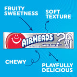 Airheads Full-Size Candy Bars, Taffy Candy Pack, Individually Wrapped Bulk Candy, White Mystery Flavor Artificially Flavored, 36 Count Box