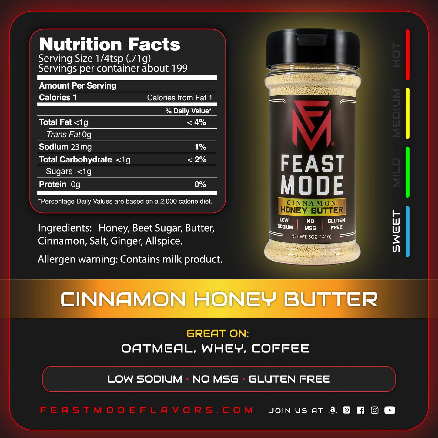 Feast Mode Flavors | Apple Spice Pack | 2 count | 5oz seasonings | Cinnamon Honey Butter | Caramel Apple | meal prep seasoning, low sodium, no msg