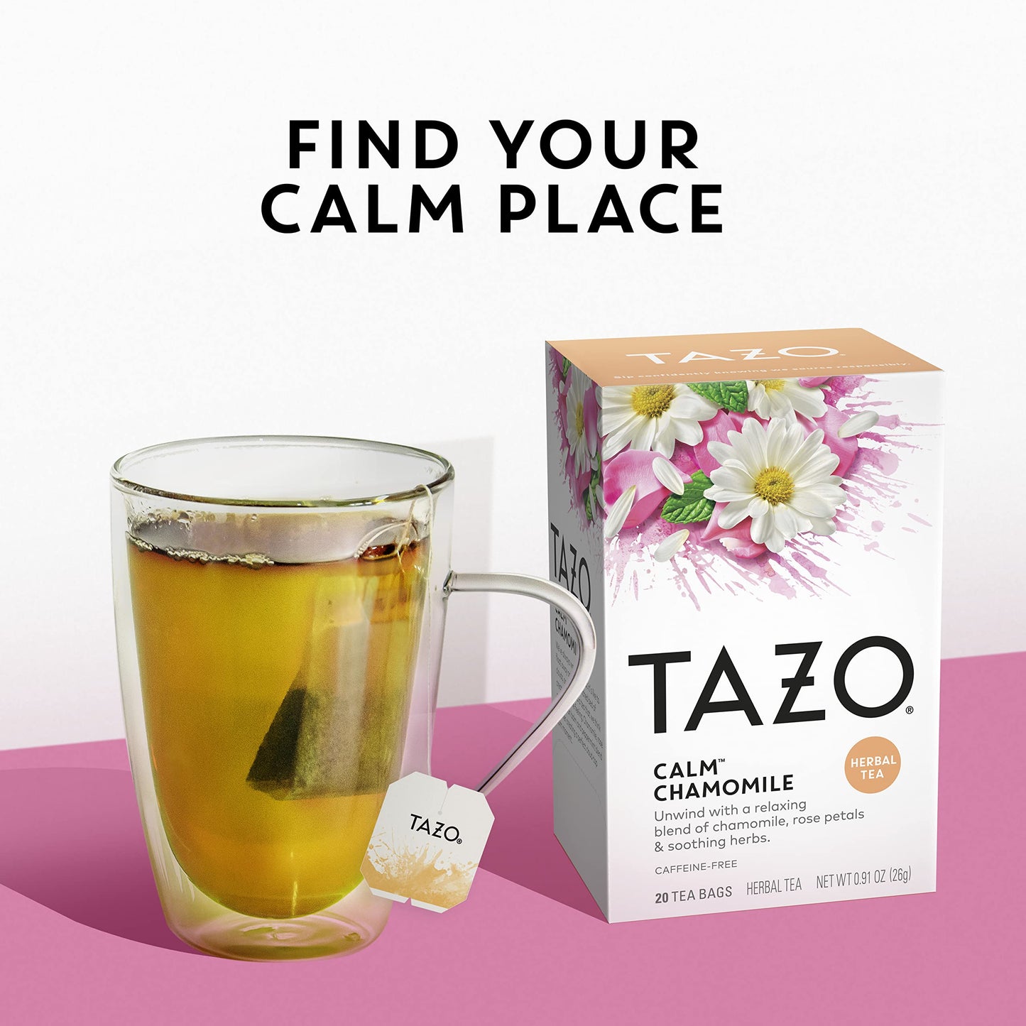 Tazo Herbal Infusion Tea-Calm Chamomile (Decaf), 20 Filter Bags