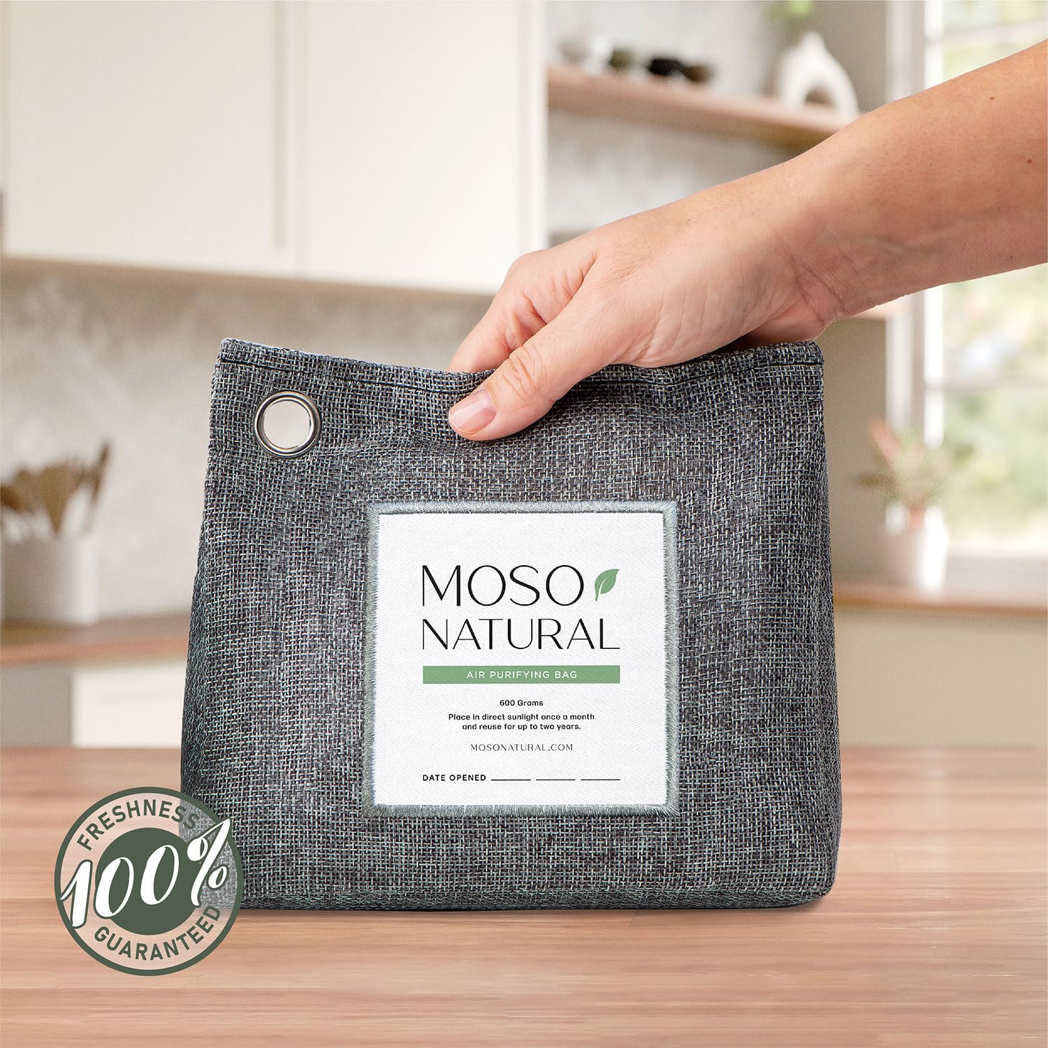 Moso Natural Air Purifying Bag 600g, Premium Charcoal Odor Absorber & Room Deodorizer for Large Spaces - Lasts 2 Years, Bedroom, Basement, Pet Odor