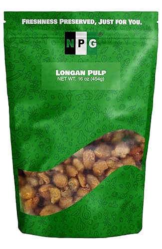 NPG Dried Longan Pulp 16 Oz, Meat Fruit, Gui Yuan, Lung Gan, No Additives, Edible, Perfect for Teas, Snacks, Desserts, Cooking, Premium Quality