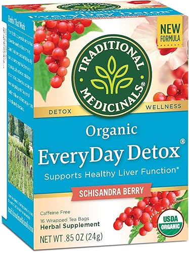 Traditional Medicinals Organic EveryDay Detox Schisandra Berry Herbal Tea, Supports Healthy Liver Function, (Pack of 1) - 16 Tea Bags