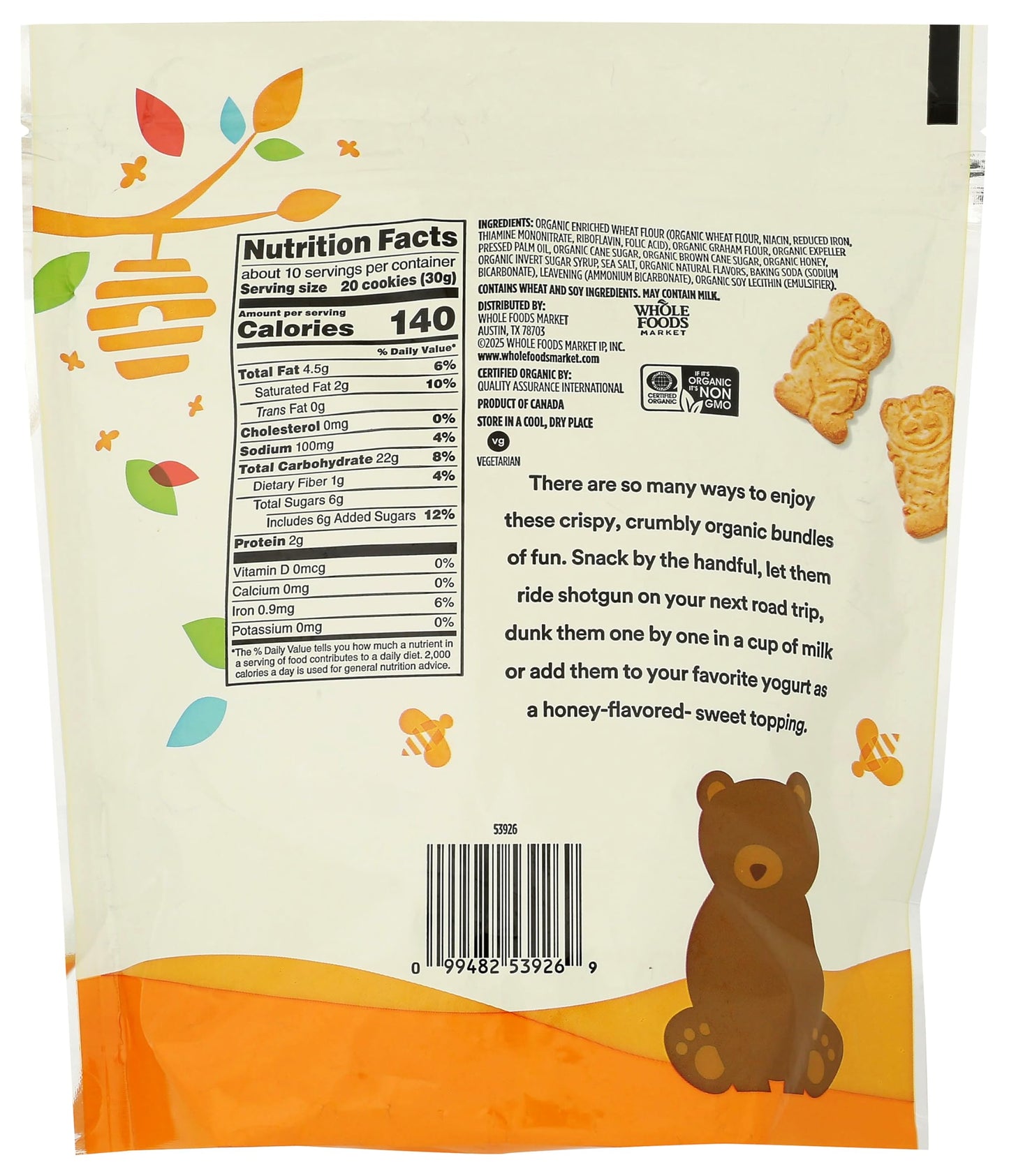 365 by Whole Foods Market Organic Bears Honey Graham Cookies, 11 OZ