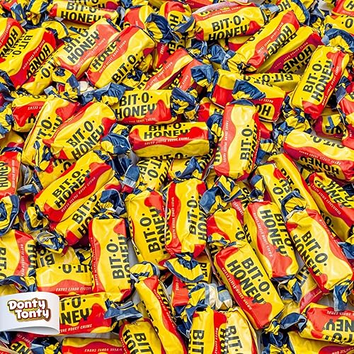 Honey & Almond Flavored Candy 2 lbs - Retro Taffy Bulk Bag, Soft Chewy, Individually Wrapped (130 Pieces)