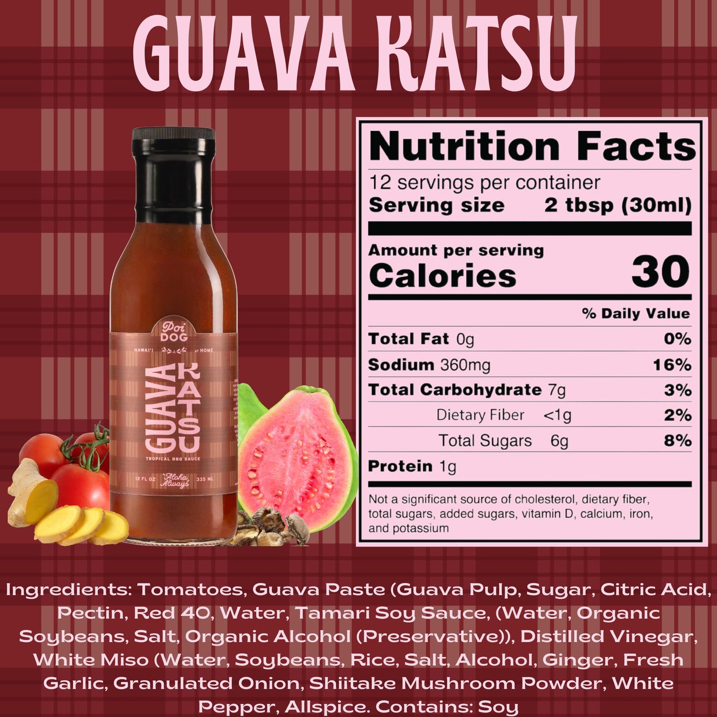 Poi Dog - Guava Katsu Sauce - Vegan & Gluten Free - 12oz Glass Bottle