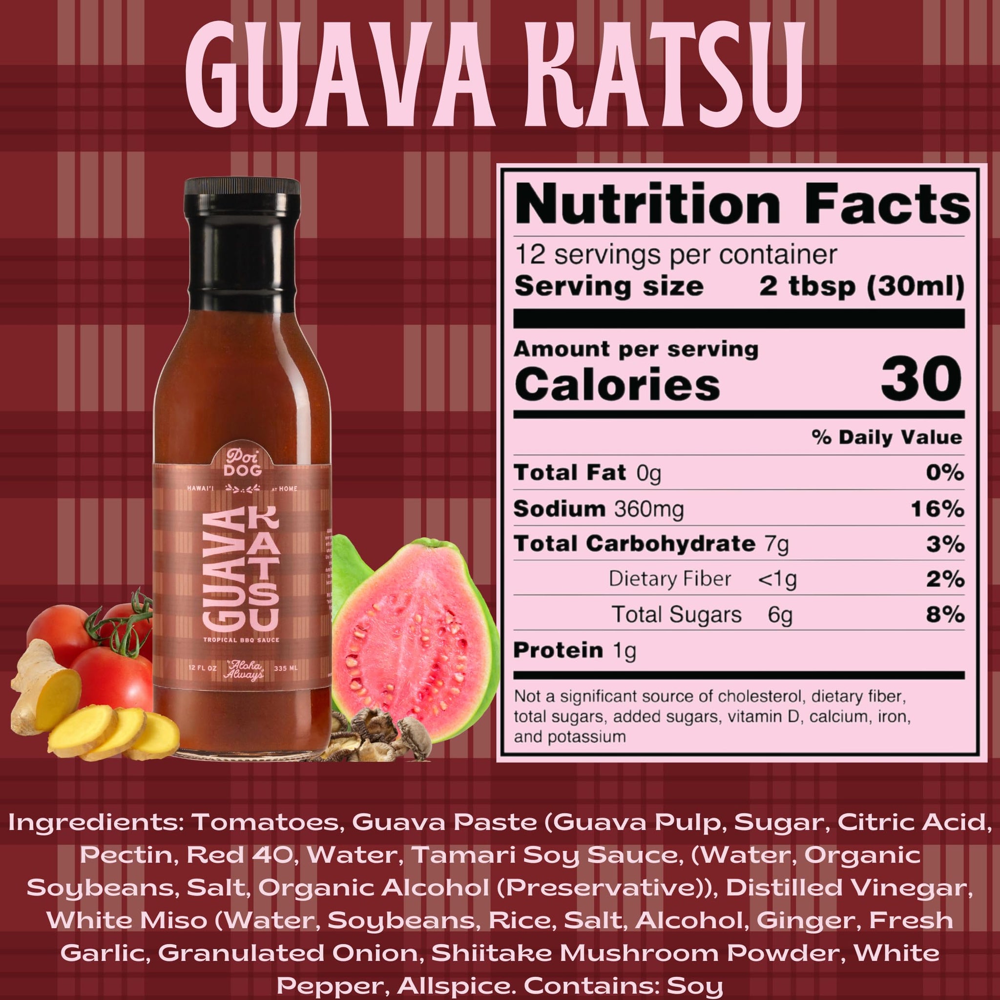 Poi Dog - Guava Katsu Sauce - Vegan & Gluten Free - 12oz Glass Bottle
