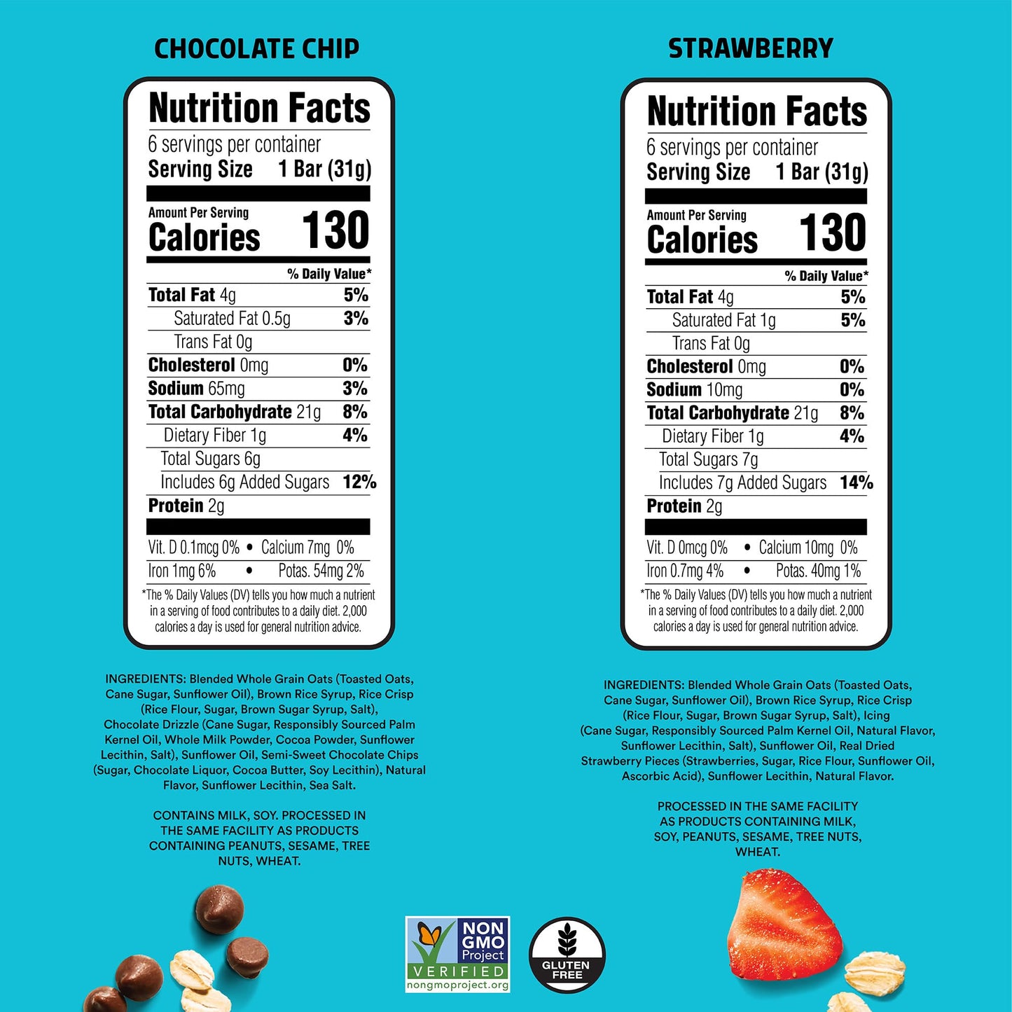 JUNKLESS Chewy Granola Bars Twin Pack - Chocolate Chip & Strawberry (12 Bars)-Less Sugar, Non-GMO, Gluten-Free, Wholesome Snack Bars for Kids