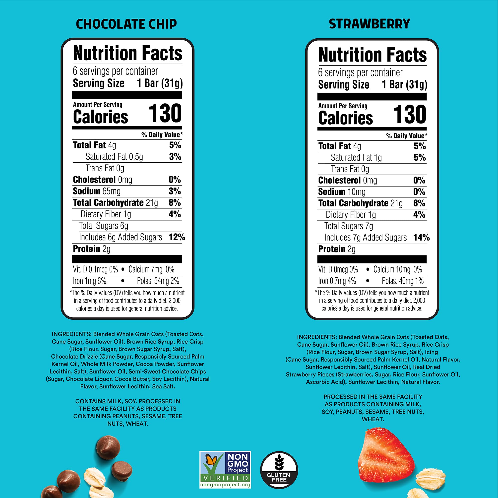 JUNKLESS Chewy Granola Bars Twin Pack - Chocolate Chip & Strawberry (12 Bars)-Less Sugar, Non-GMO, Gluten-Free, Wholesome Snack Bars for Kids