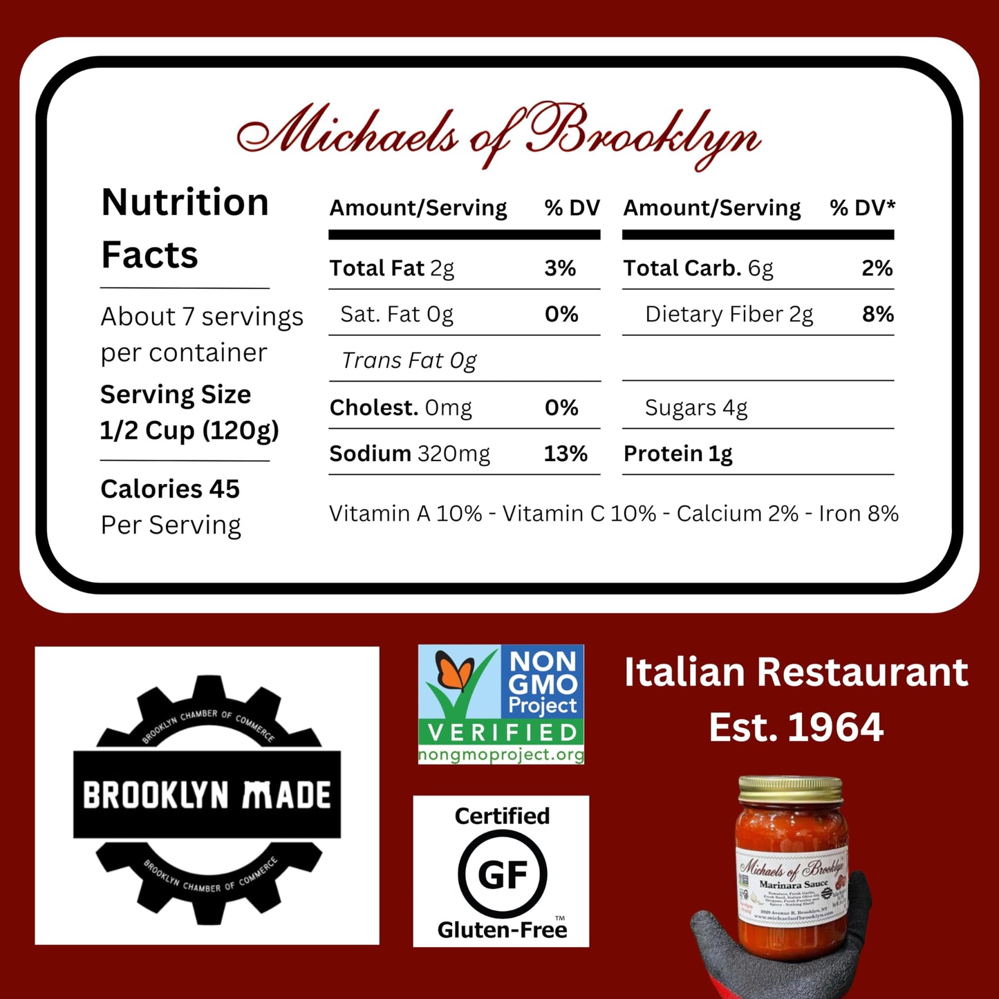 Michaels Of Brooklyn, Sauce Pasta Marinara, 32 Ounce