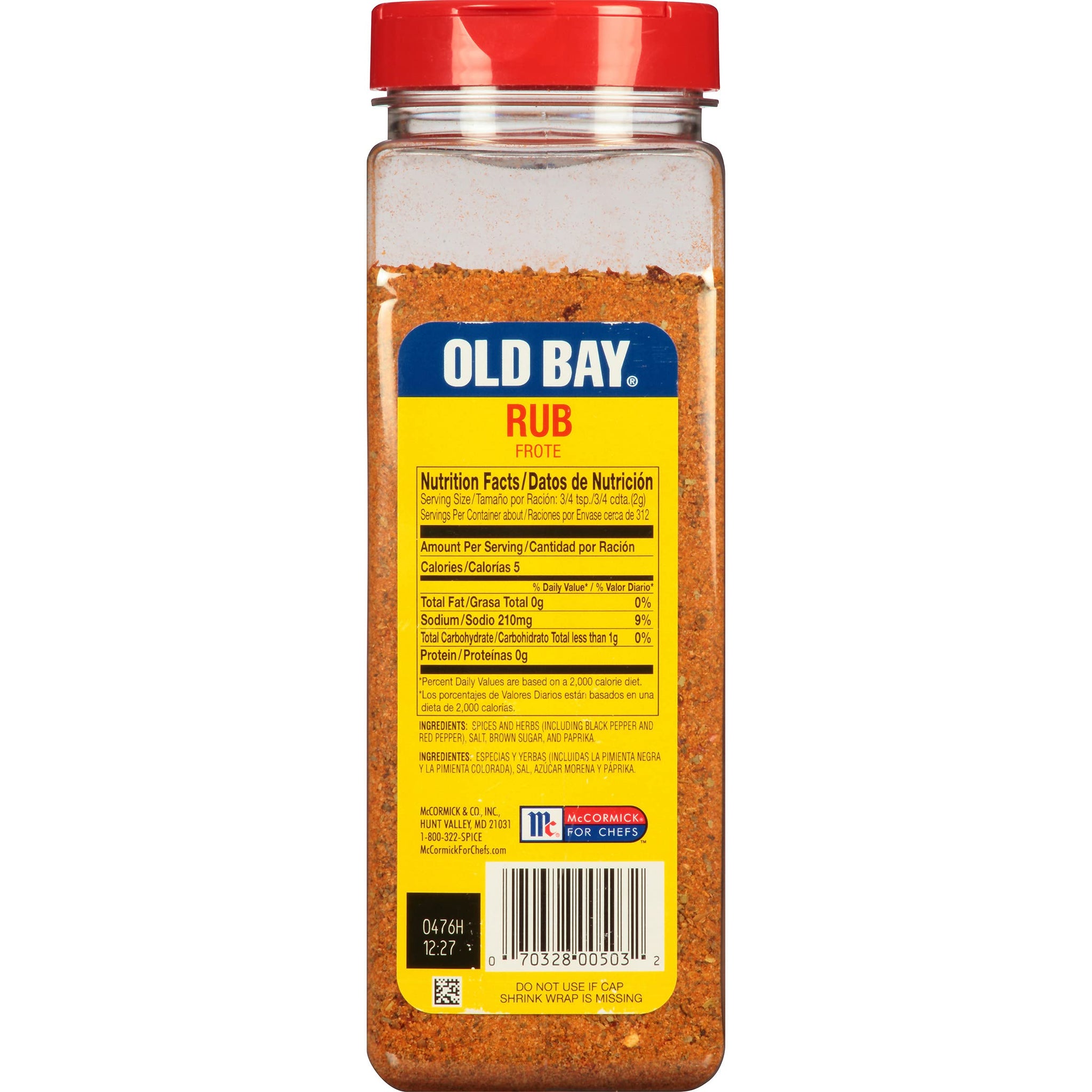 OLD BAY Rub, 22 oz - One 22 Ounce Container of OLD BAY Seasoning Rub, Perfect for Sealing in Juices on Meat and Seafood for a Savory Flavor