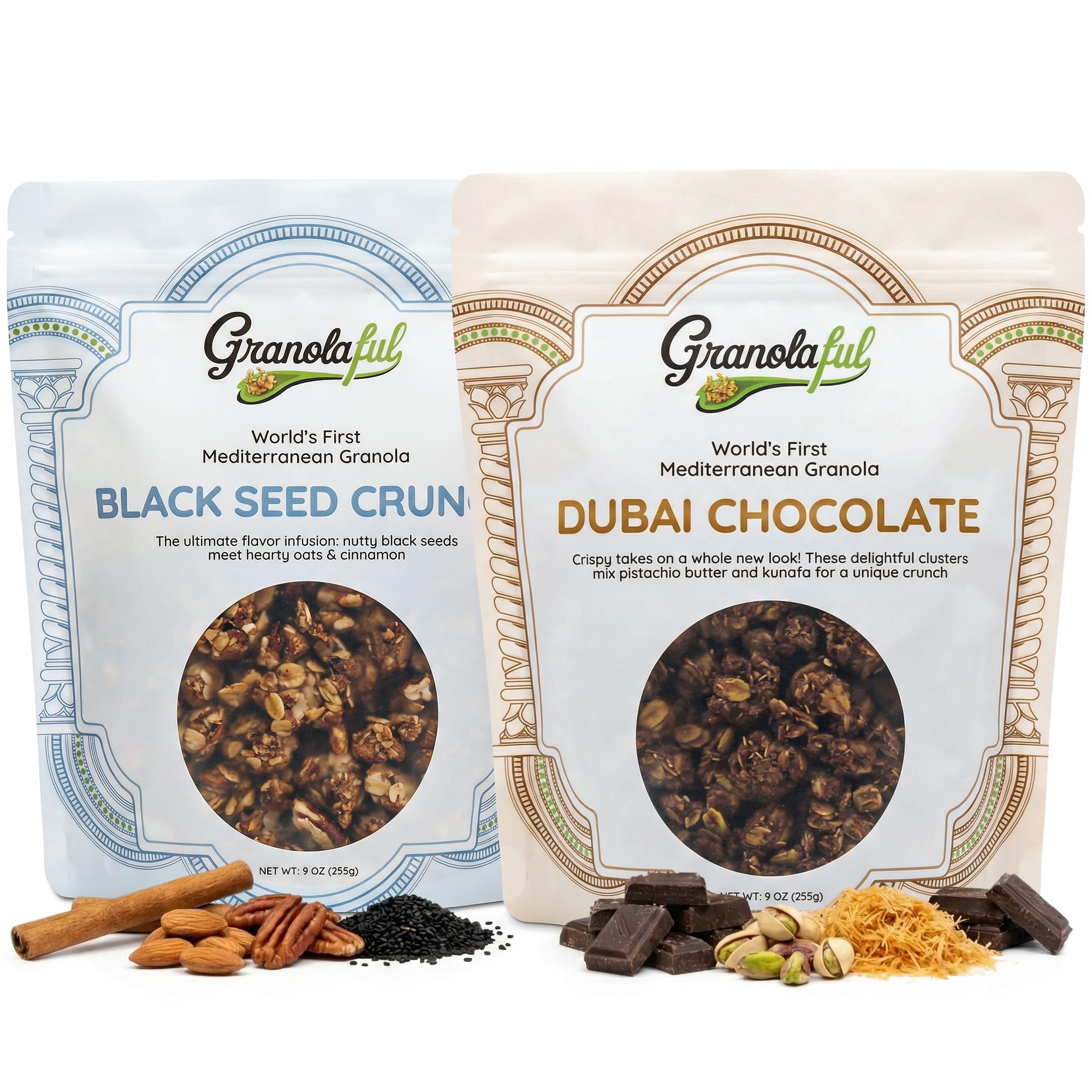 Granolaful Variety Pack - Dubai Chocolate Cereal & Original Mediterranean Crunch | Real Ingredients with Nuts, Seeds, Protein & Fiber | No Seed Oils