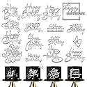 15 PCS Silver Happy Birthday Cake Toppers Mirror Acrylic Cake Topper Side Cake Decorations Silver Cake Inserts Cake Decorating Supplies Cupcake