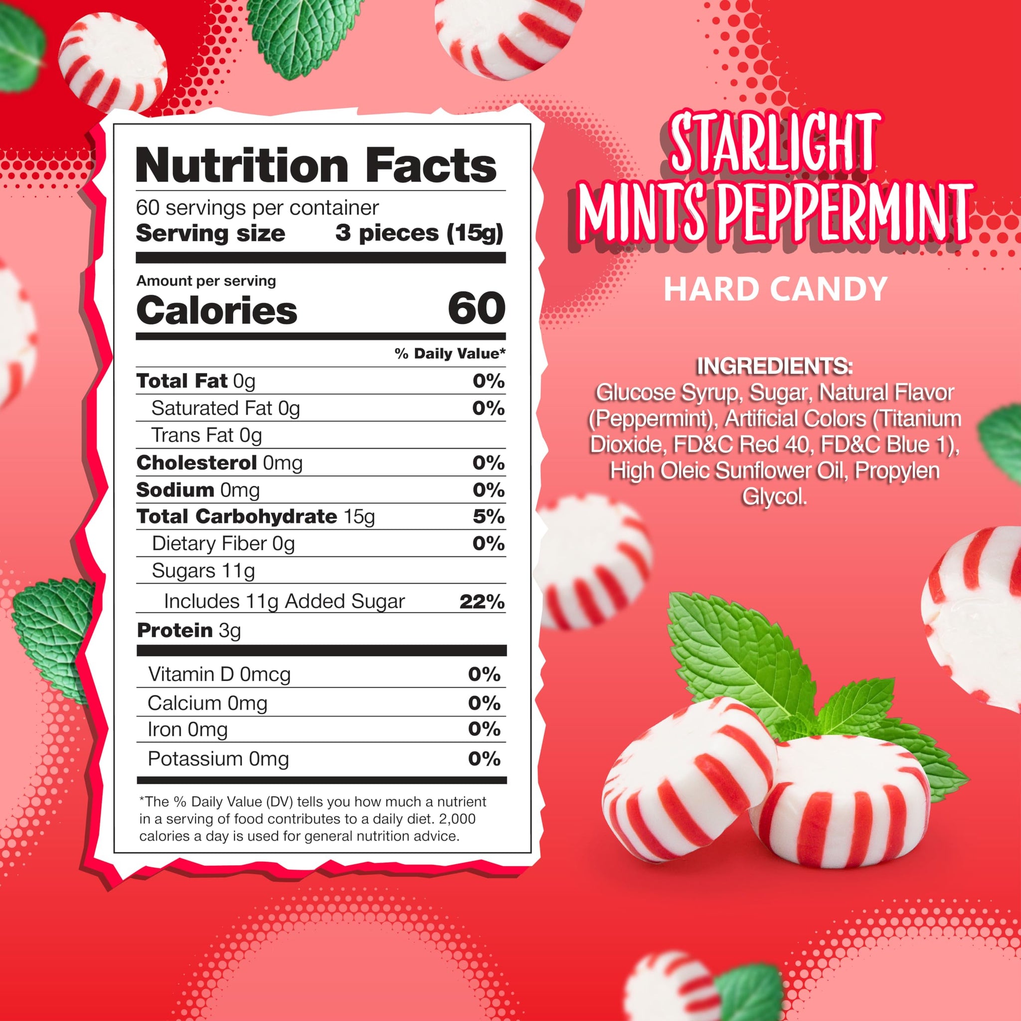 Starlight Mints Peppermint Candy | 2 Pound Bag, 180 Pieces | Individually Wrapped Candy | Old Fashioned Mints for Holiday Buffets & Office Bowls