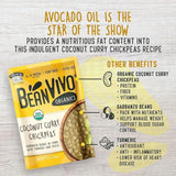 BeanVIVO (Pack of 3) Organics 14g Plant based Protein Coconut Curry Chickpeas - Good Source of Fiber - Nutritious & Microwave Meals - Gluten-Free
