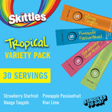 SINGLES TO GO! Skittles Singles To Go Tropical Flavors Variety Pack, Powdered Drink Mix, Strawberry Starfruit, Mango Tangelo, Kiwi Lime, Pineapple