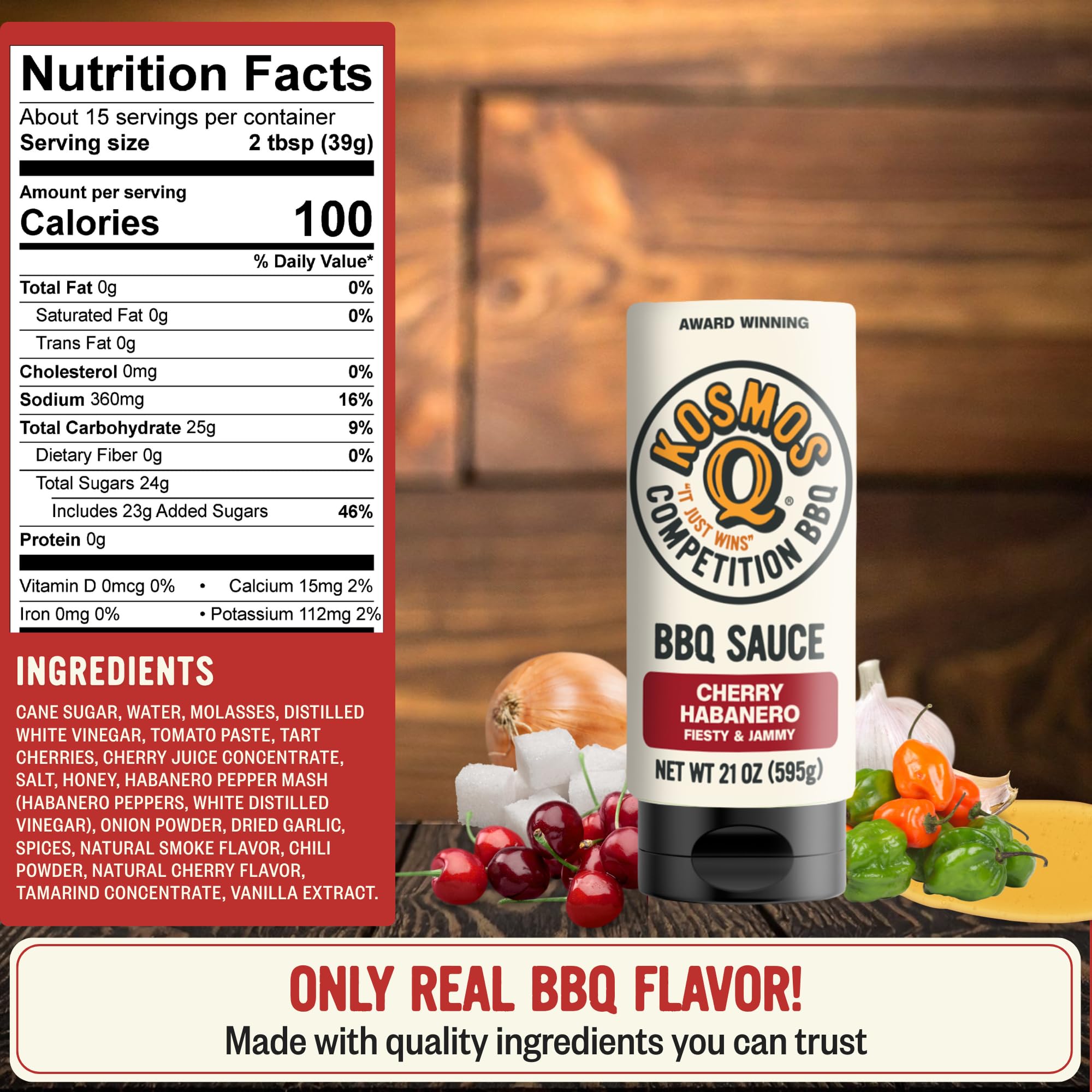 Kosmos Q New Cherry Habanero BBQ Sauce, Sweet & Spicy Barbecue Sauce with Tart Cherries & Habanero Heat for Ribs, Pork, Chicken, & Brisket, BBQ Glaze
