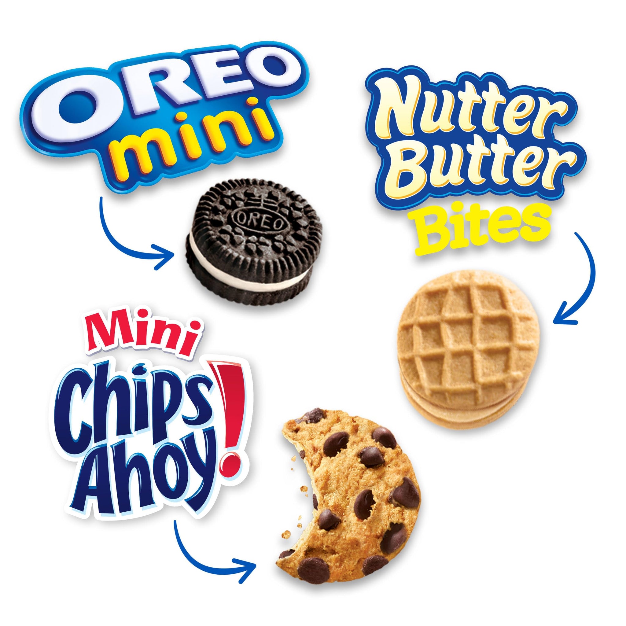 Nabisco Cookies Variety Pack, OREO Minis, Nutter Butter Bites, and CHIPS AHOY! Minis Cookies, 10 Snack Packs