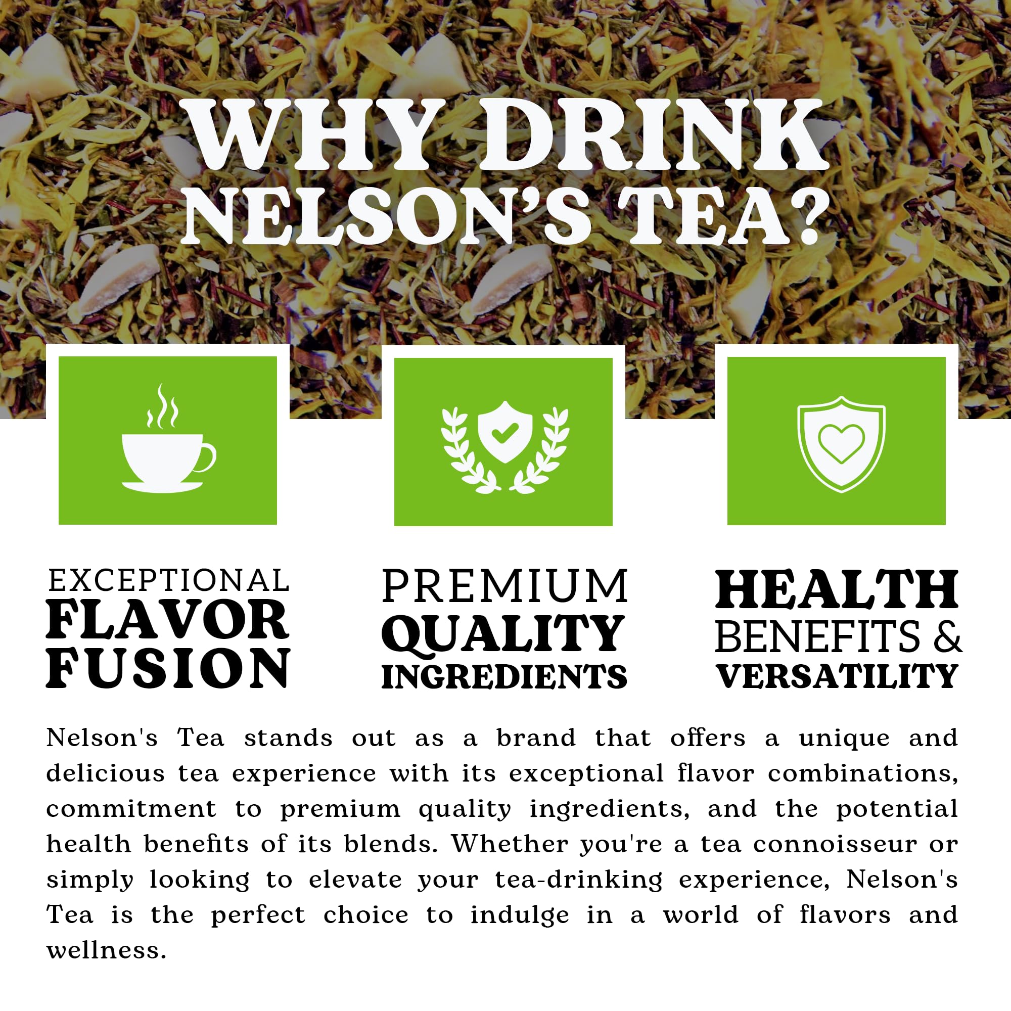 Nelson's Tea - Butterscotch Pie - Caffeine-Free - Herbal Loose Leaf Tea - Green rooibos, Honey bush tea, Peanuts, Butterscotch chips, Milk