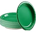 Amcrate Paper Dinner Plates Green, 8 1/2 Inches Paper Plates Disposable, Strong and Sturdy Disposable Plates for Party, Dinner, Holiday, Picnic, or