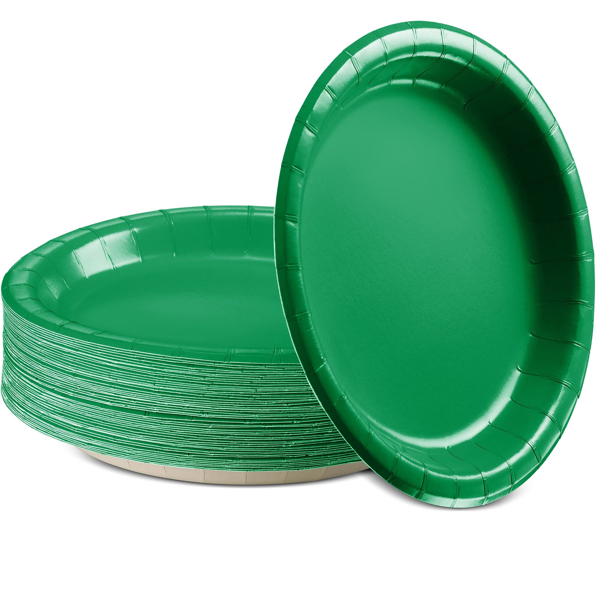 Amcrate Paper Dinner Plates Green, 8 1/2 Inches Paper Plates Disposable, Strong and Sturdy Disposable Plates for Party, Dinner, Holiday, Picnic, or