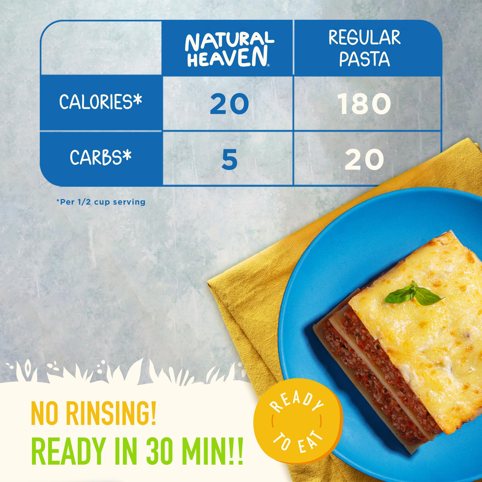 Natural Heaven Lasagna Noodles, Hearts of Palm - Naturally Rich in Potassium, Low-Calorie Veggie Pasta, Keto & Gluten-Free Food, Vegan, 9 Oz Ea