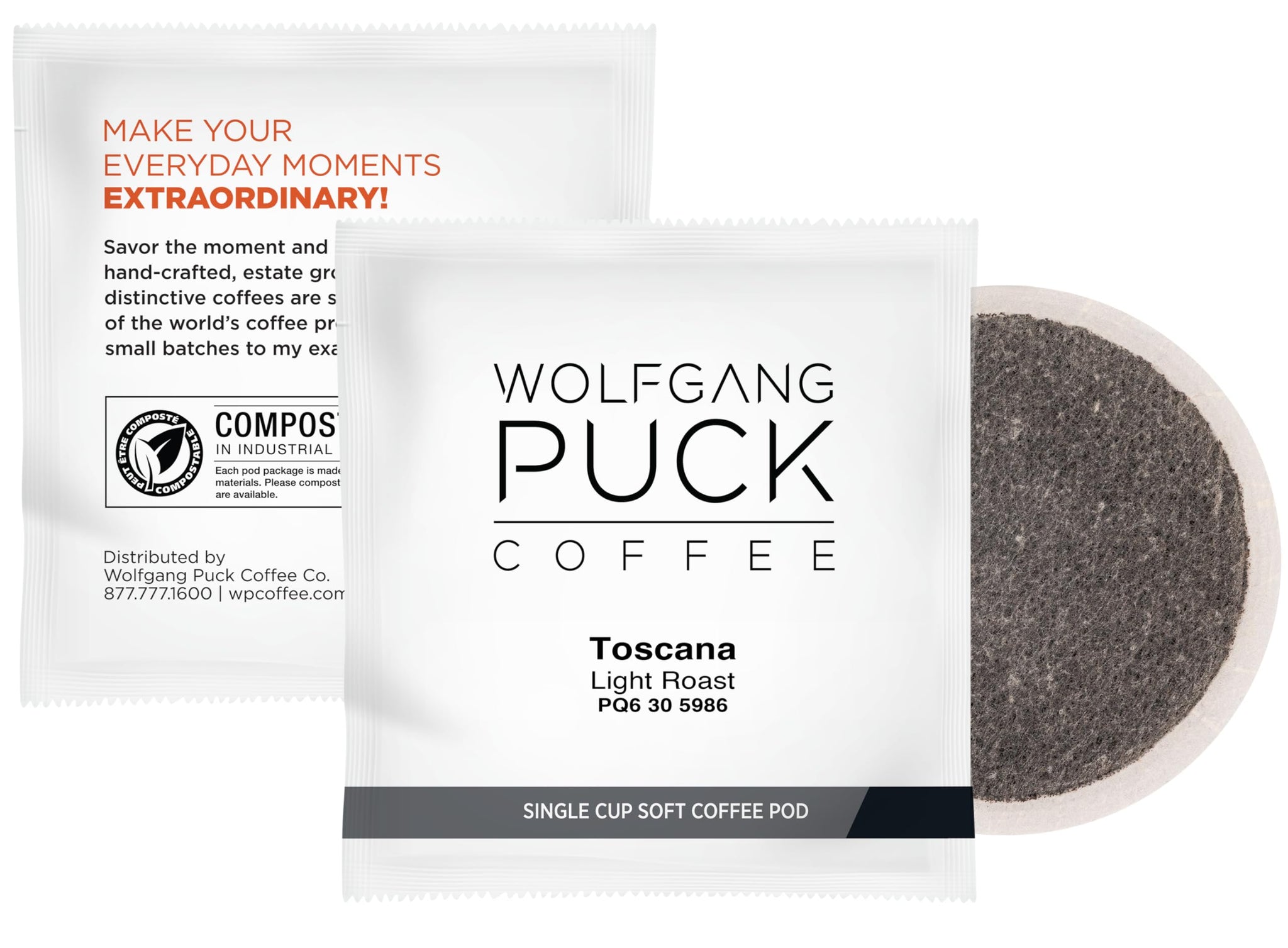 Wolfgang Puck Coffee Toscana, 9.5 Gram soft Pods, 18 Count (Pack of 3)