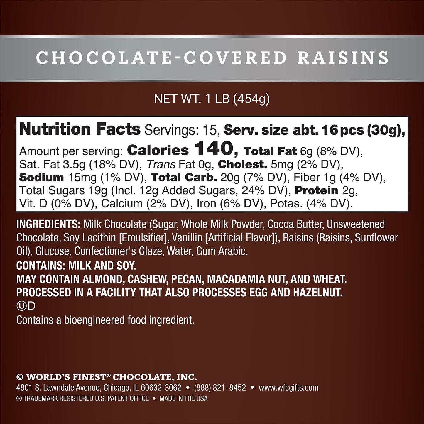 Chocolate-Covered Raisins - Milk Chocolate - 1 lb - World's Finest Chocolate