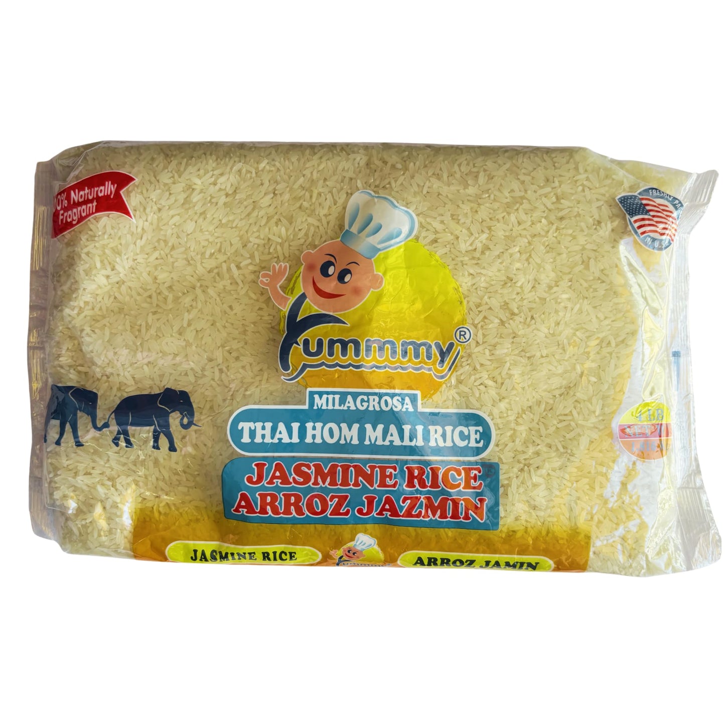 Yummmy Jasmine Rice 4 Lb, Kosher Certified, From Thailand, Scented Aromatic Rice long grain. Thai Hom Mali