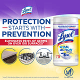 Lysol Dual Action Disinfecting Wipes, Citrus, 75 Count (Pack of 20)