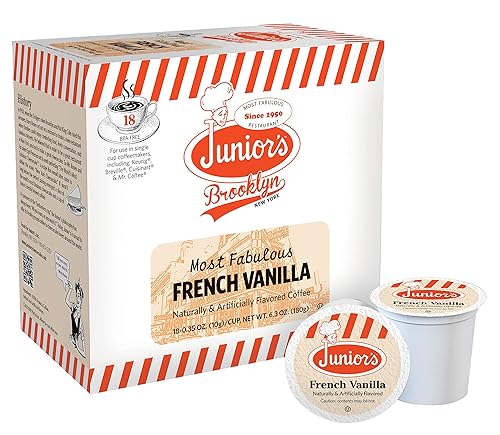 Junior's Most Fabulous French Vanilla Flavored Single Serve Pods (for Keurig Brewers) - 18 Count