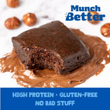 Munch Better Hazelnut Protein Brownies - 26g Protein, Dairy-Free, Gluten-Free, Low Sugar, 15g Collagen, Clean Ingredients - 8 Count Box