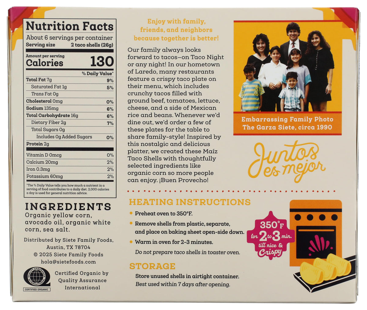 Siete Family Foods Corn Taco Shells, 5.5 Oz