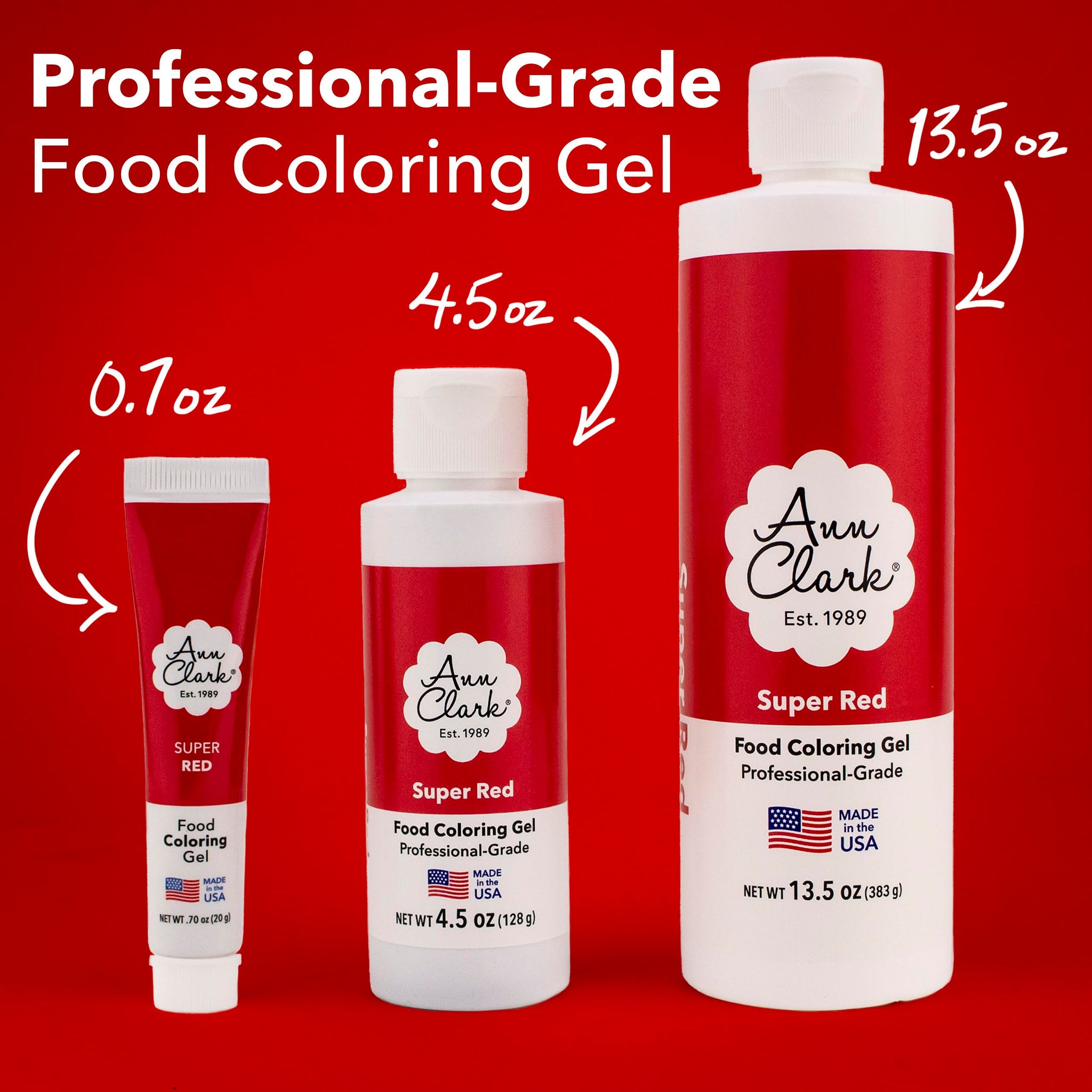 Ann Clark Super Red Food Coloring Gel .70 oz. Professional Grade Made in USA