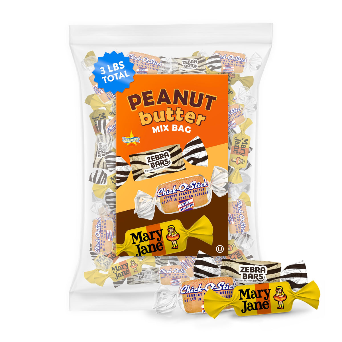 Atkinson's Peanut Butter Candy Variety Pack with Chick-O-Stick, 3 lb Bag