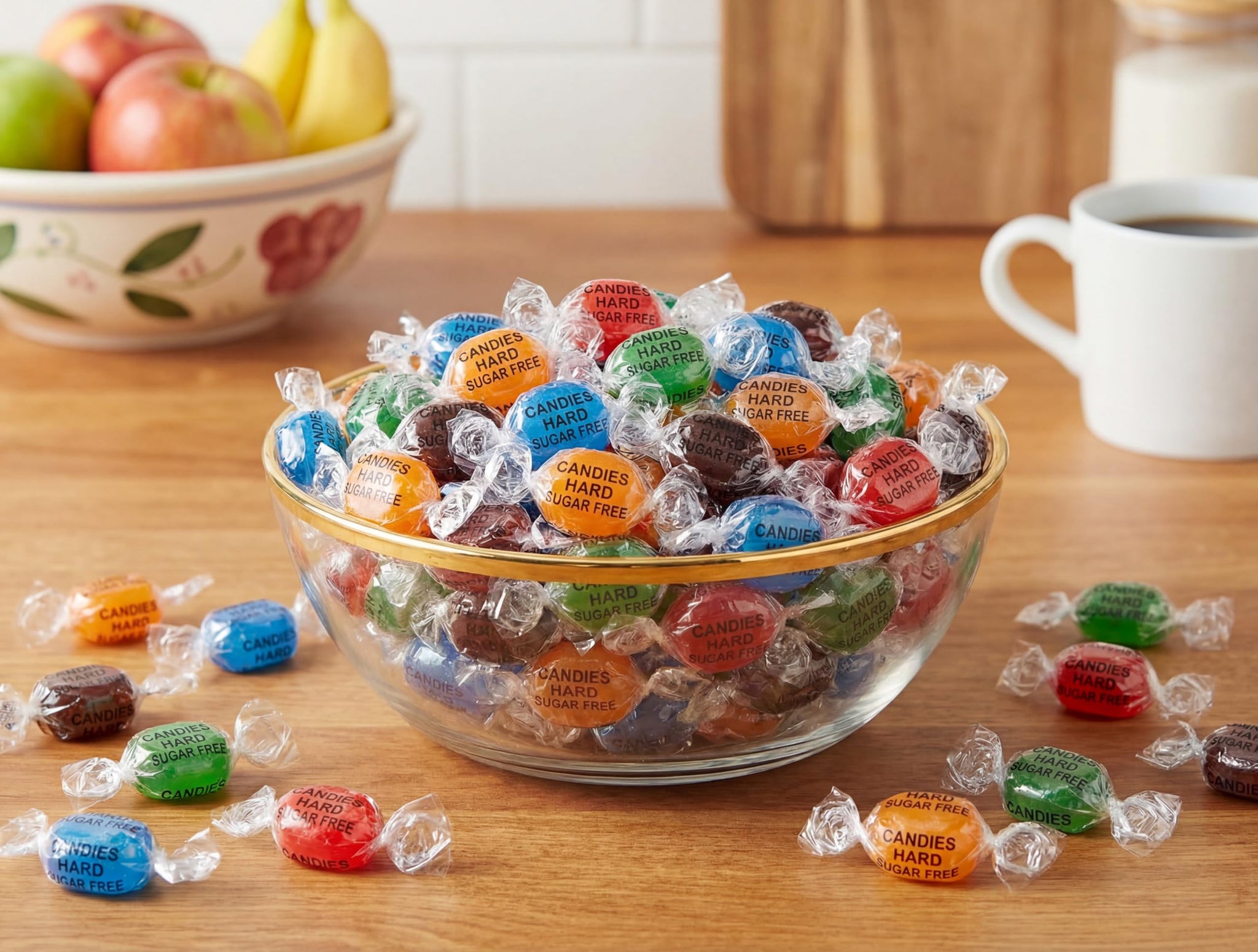 Sugar Free Assorted Fruit Hard Candy Buttons - 1 lb of Fresh Delicious Cherry Orange Lime Blackberry Raspberry Individually Wrapped Candy