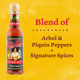 Cholula Hot Sauce, Extra Hot, Product of Mexico, Blend of Arbol & Piquin Peppers for Bringing Extra Hot Heat to Tacos, Eggs, Pizza and More, 5 fl oz