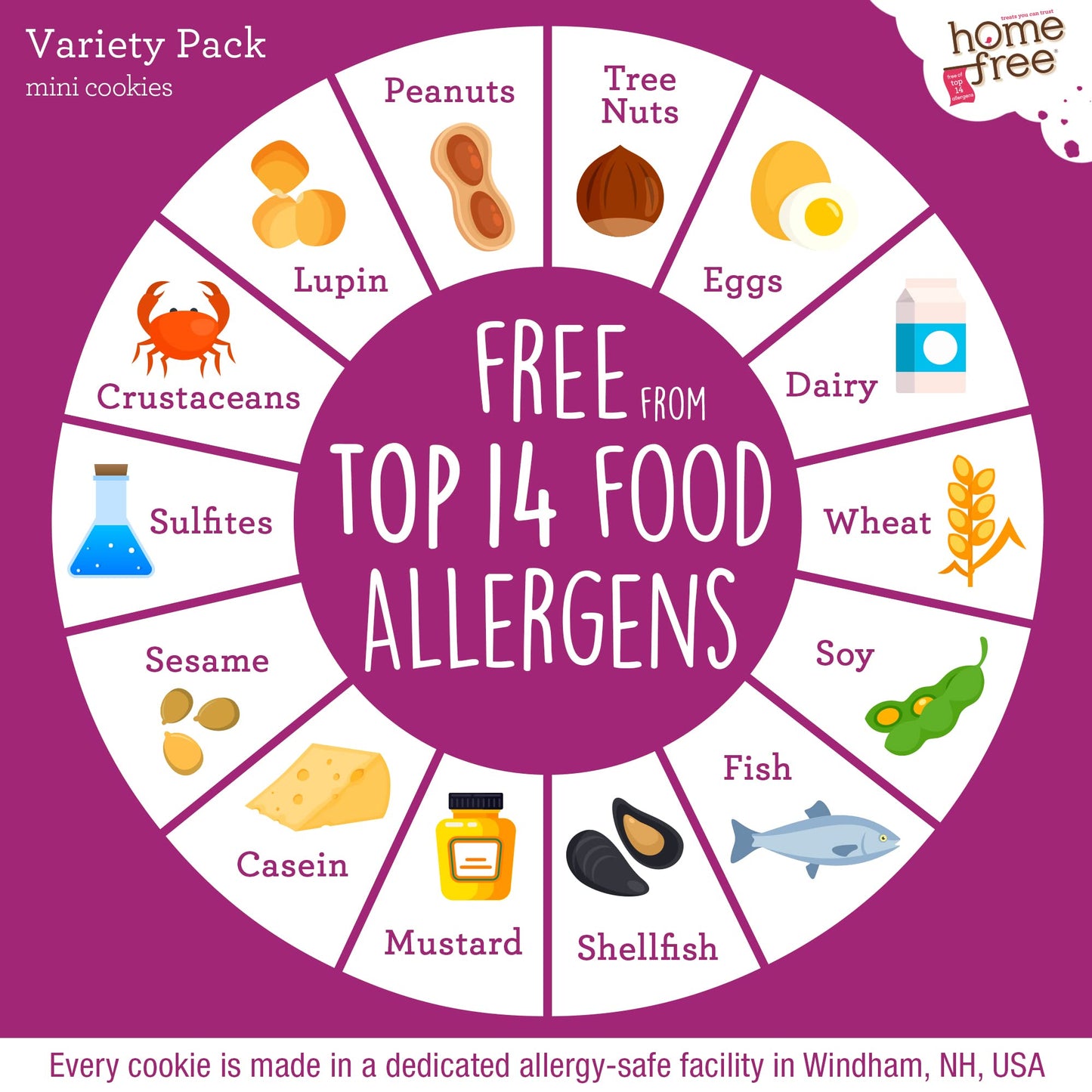 Homefree Treats You Can Trust Gluten Free Mini Cookies, Single Serve, Variety Pack (Pack of 30)